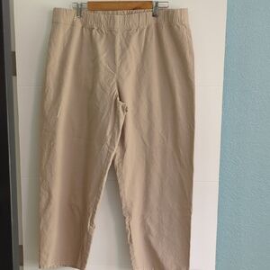 Eileen Fisher Women's Khaki Organic Cotton Hemp Mix Straight Leg Chinos Sz XL